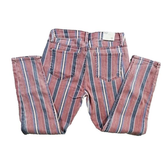 Indigo Rein Junior's Jeans Size 11 Ankle Mid Rise Red Blue Stripe RN 128963 NWT - Picture 6 of 16